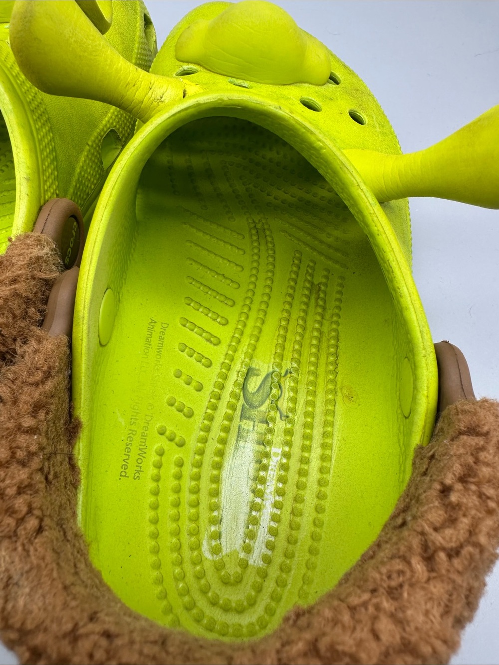 Crocs Classic Clog Shrek Lime Green Kids Size J6 Ogre Ears Nose Jibbitz Shoes - Picture 6 of 8
